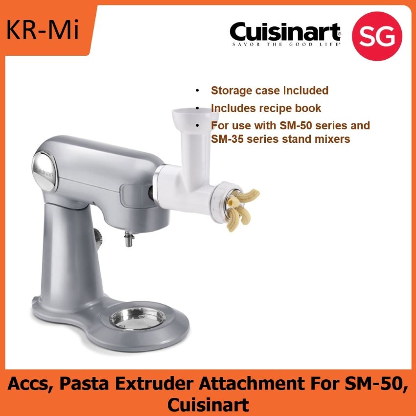 Cuisinart PE-50 pasta extruder on kitchen counter for beginner-friendly use.