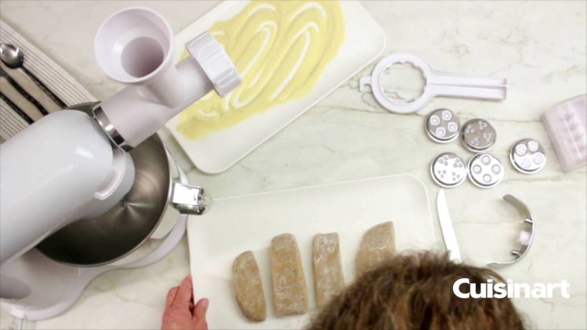 Fresh pasta being made easily with Cuisinart PE-50 extruder.