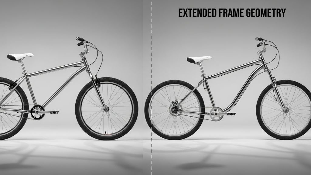 Side view comparison showing Big Ripper's extended frame geometry designed for tall cyclists